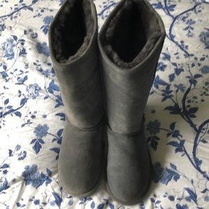 Tall, gray BearPaw suede boots